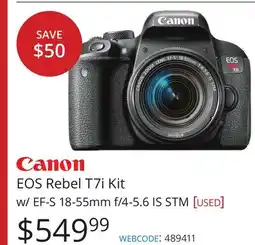 Vistek Canon EOS Rebel T7i Kit w/ EF-S 18-55mm f/4-5.6 IS STM [used] offer