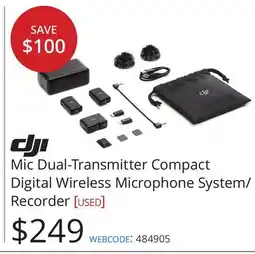Vistek DJI Mic Dual-Transmitter Compact Digital Wireless Microphone System/ Recorder offer
