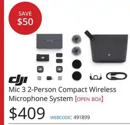 Vistek DJI Mic 3 2-Person Compact Wireless Microphone System offer