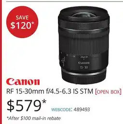 Vistek Canon RF 15-30mm f/4.5-6.3 IS STM [open box] offer