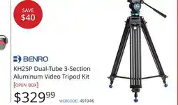 Vistek KH25P Dual-Tube 3-Section Aluminum Video Tripod Kit offer