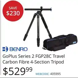 Vistek GoPlus Series 2 FGP28C Travel Carbon Fibre 4-Section Tripod offer