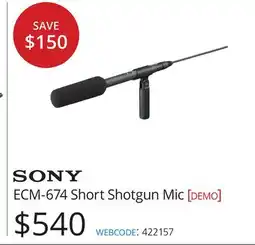 Vistek SONY ECM-674 Short Shotgun Mic offer