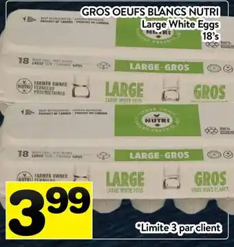 Supermarché PA GROS OEUFS BLANCS NUTRI | Large White Eggs offer