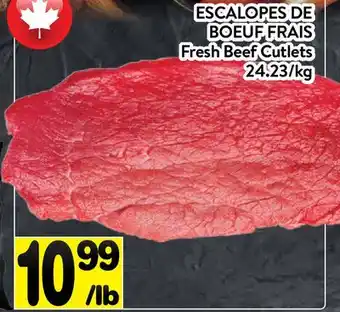 Supermarché PA ESCALOPES DE BOEUF FRAIS | Fresh Beef Cutlets offer