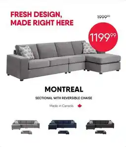 Meubles RD MONTREAL SECTIONAL WITH REVERSIBLE CHAISE offer