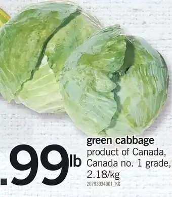 Loblaws Green cabbage offer