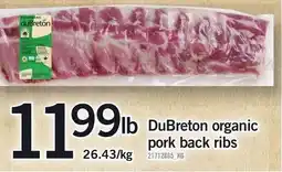 Loblaws DuBreton organic pork back ribs offer