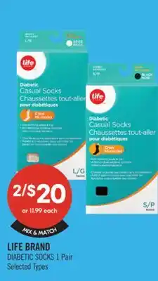 Shoppers Drug Mart LIFE BRAND DIABETIC SOCKS offer