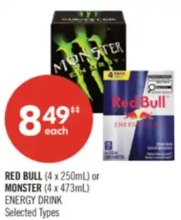 Shoppers Drug Mart RED BULL (4 x 250mL) or MONSTER (4 x 473mL) ENERGY DRINK offer