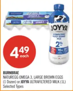 Shoppers Drug Mart BURNBRAE NATUREGG OMEGA 3, LARGE BROWN EGGS (1 Dozen) or JOYYA ULTRAFILTERED MILK (1L) offer
