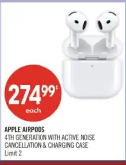 Shoppers Drug Mart APPLE AIRPODS 4TH GENERATION WITH ACTIVE NOISE CANCELLATION & CHARGING CASE offer