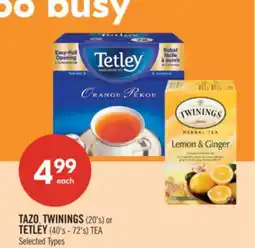 Shoppers Drug Mart TAZO, TWININGS (20's) or TETLEY (40's - 72's) TEA offer