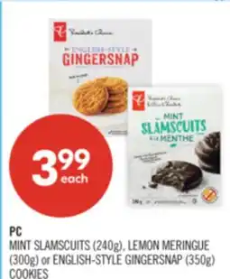 Shoppers Drug Mart PC MINT SLAMSCUITS (240g), LEMON MERINGUE (300g) or ENGLISH-STYLE GINGERSNAP (350g) COOKIES offer