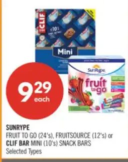 Shoppers Drug Mart SUNRYPE FRUIT TO GO (24's), FRUITSOURCE (12's) or CLIF BAR MINI (10's) SNACK BARS offer