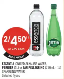 Shoppers Drug Mart ESSENTIA IONIZED ALKALINE WATER, PERRIER (1L) or SAN PELLEGRINO (750mL - 1L) SPARKLING WATER offer