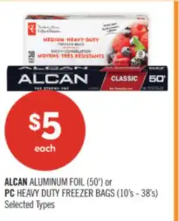 Shoppers Drug Mart ALCAN ALUMINUM FOIL (50') OR PC HEAVY DUTY FREEZER BAGS (10'S - 38'S) offer
