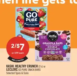 Shoppers Drug Mart KASHI, HEALTHY CRUNCH 5's or LECLERC GO PURE SNACK BARS offer