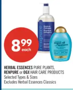 Shoppers Drug Mart HERBAL ESSENCES PURE PLANTS RENPURE or OGX Hair Care Products offer