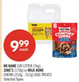 Shoppers Drug Mart NO NAME CAT LITTER (7kg), ZUKE'S (170g) or MILK-BONE CHEWS (210g - 312g) DOG TREATS offer