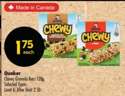 Shoppers Drug Mart Quaker Chewy Granola Bars offer