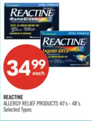 Shoppers Drug Mart REACTINE ALLERGY RELIEF PRODUCTS offer