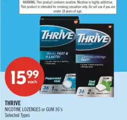 Shoppers Drug Mart THRIVE NICOTINE LOZENGES or GUM 36's offer
