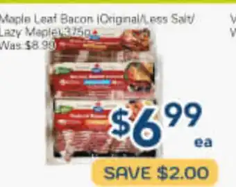 Oceans Fresh Food Market Maple Leaf Bacon (Original/Less Salt/Lazy Maple) offer