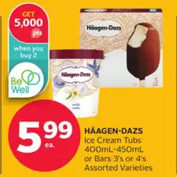 Rexall HÄAGEN-DAZS Ice Cream Tubs 400mL-450mL or Bars 3' s or 4' s offer