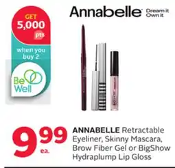 Rexall ANNABELLE Retractable Eyeliner, Skinny Mascara, Brow Fiber Gel or BigShow Hydraplump Lip Gloss offer