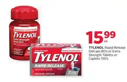 Rexall TYLENOL Rapid Release Gelcaps 80' s or Extra Strength Tablets or Caplets 150' s offer
