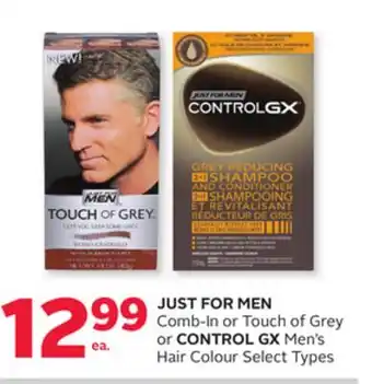 Rexall JUST FOR MEN Comb-In or Touch of Grey or CONTROL GX Men's Hair Colour offer