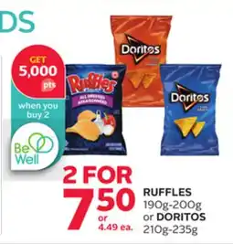 Rexall RUFFLES 190g-200g or DORITOS 210g-235g offer