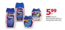 Rexall TUMS Calcium Antacids 60' s-100' s or Chewy Bites 28' s-32' s offer