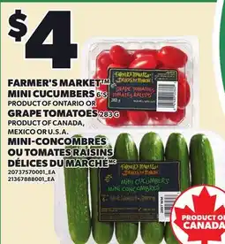 Independent City Market FARMER'S MARKET MINI CUCUMBERS 6's OR GRAPE TOMATOES offer