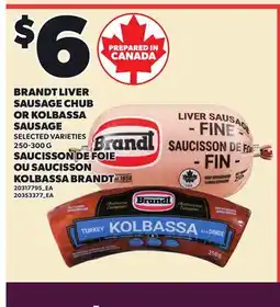 Independent City Market BRANDT LIVER SAUSAGE CHUB OR KOLBASSA SAUSAGE offer