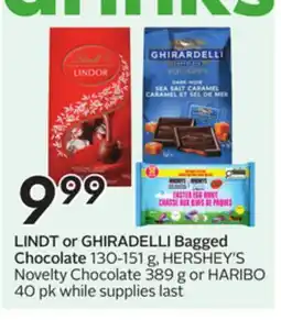 Sobeys LINDT or GHIRADELLI Bagged Chocolate offer
