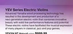 Long & McQuade YAMAHA YEV SERIES ELECTRIC VIOLINS offer