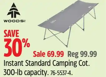 Canadian Tire Woods Instant Standard Camping Cot offer