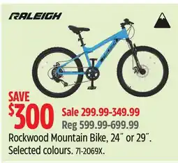 Canadian Tire Raleigh Rockwood Mountain Bike, 24˝ or 29˝. Selected colours offer