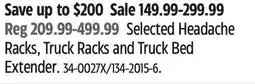 Canadian Tire Selected Headache Racks, Truck Racks and Truck Bed Extender offer