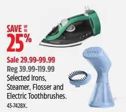 Canadian Tire Selected Irons, Steamer, Flosser and Electric Toothbrushes offer