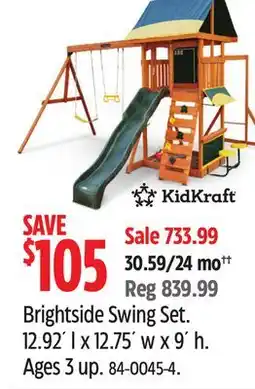 Canadian Tire KidKraft Brightside Swing Set offer