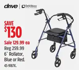 Canadian Tire 6˝ Rollator, Blue or Red offer