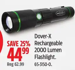 Canadian Tire POLICE SECURITY Dover-X Rechargeable 2000 Lumen Flashlight offer