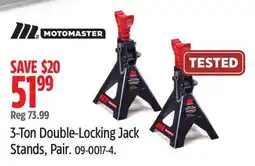 Canadian Tire MotoMaster 3-Ton Double-Locking Jack Stands, Pair offer