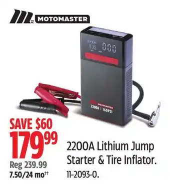 Canadian Tire 2200A Lithium Jump Starter & Tire Inflator offer