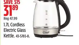 Canadian Tire Master Chef 1.7L Cordless Electric Glass Kettle offer