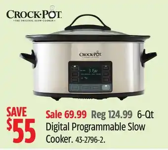 Canadian Tire Crock-Pot Digital Programmable Slow Cooker offer