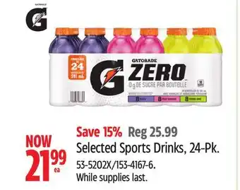 Canadian Tire Gatorade Selected Sports Drinks offer